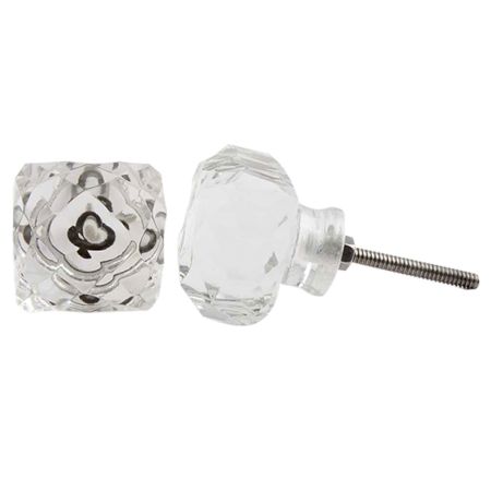 Clear Glass Cut Square Drawer Knob
